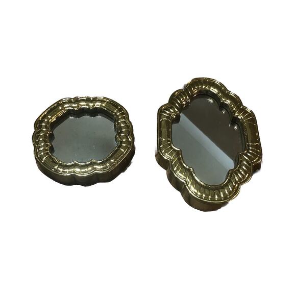 Vintage Home Interiors Shiny Gold Mirror set. Of 2 Burwood Hollywood Regency - Picture 1 of 4
